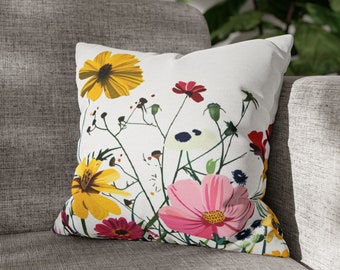 Wildflower pillowcase, Spring Flowers Design, Decorative Pillow Cases- Zipper Sofa Pillow Covers, sofa pillow cases, Floral Pillow Cover