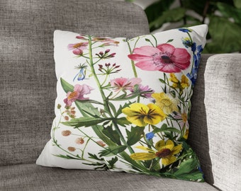 Wildflower pillowcase, Spring Flowers Design, Decorative Pillow Cases- Zipper Sofa Pillow Covers, sofa pillow cases, Floral Pillow Cover