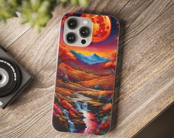 Fantasy Art Blood Moon Design - Flexi Smart Phone Case for Unique Style