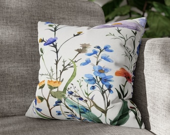 Wildflower pillowcase, Spring Flowers Design, Decorative Pillow Cases- Zipper Sofa Pillow Covers, sofa pillow cases, Floral Pillow Cover