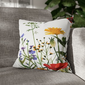 Wildflower pillowcase, Spring Flowers Design, Decorative Pillow Cases- Zipper Sofa Pillow Covers, sofa pillow cases, Floral Pillow Cover