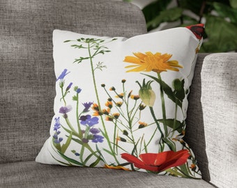 Wildflower pillowcase, Spring Flowers Design, Decorative Pillow Cases- Zipper Sofa Pillow Covers, sofa pillow cases, Floral Pillow Cover
