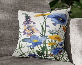 Wildflower pillowcase, Spring Flowers Design, Decorative Pillow Cases- Zipper Sofa Pillow Covers, sofa pillow cases, Floral Pillow Cover