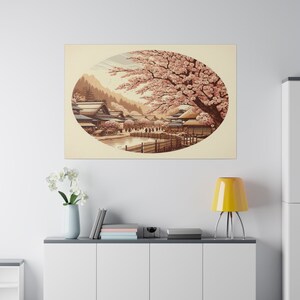 Japanese Cherry Blossom Festival Canvas Wall Art - Captivating Artwork in 3 Sizes - Matte Canvas, Stretched, 0.75&quot;