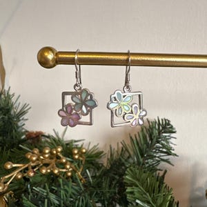 925 Sterling Silver Drop Dangle Daisy Opal Style Earrings