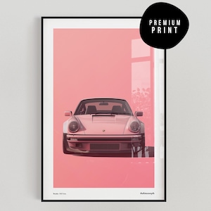 Poster Porsche rose Porsche 930 Turbo, impression voiture, art mural rose, art mural automobile, décoration d'intérieur, idée cadeau pour elle