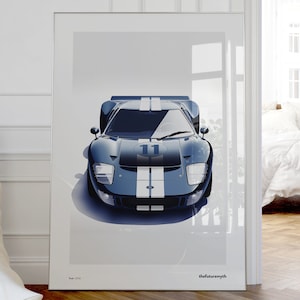 Ford GT40 Car Print Supercar Wall Art Ford GT40 Poster Modern Car Wall Art Home Decor For Men Art Gifts For Men Who Love Cars