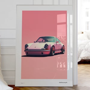 Affiche Porsche 911 rose Affiche d'art mural voiture Porsche Impression esthétique Porsche rose Décoration murale voiture rose moderne Idée cadeau