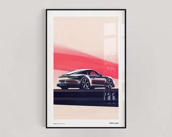 Porsche 911 Carrera Car Print  Porsche Poster Modern Art Home Decor for him Automotive Wall Art Car Poster Wall Print Gift idea for him