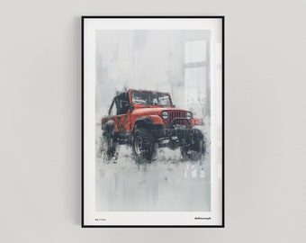 Poster Jeep Wrangler - Poster Jeep - impression voiture - impression Wrangler - impression d'art déco - impression d'art mural voiture Defender