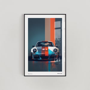 Porsche 911 Poster  Porsche Wall Art Car Poster Art Print Supercar Gift for him Gift for Boyfriend