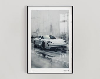 Porsche Taycan Poster  Porsche Print  Modern Art  Home Decor  Automotive Wall Art  Car Poster  Wall Print  Gift for him