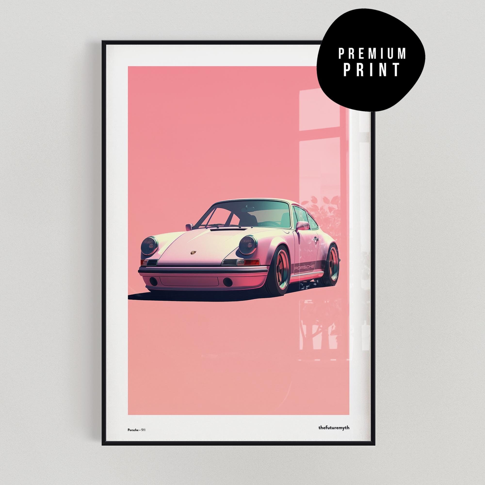 Pink Porsche 911 Print Porsche Poster Pink Wall Art Car Poster