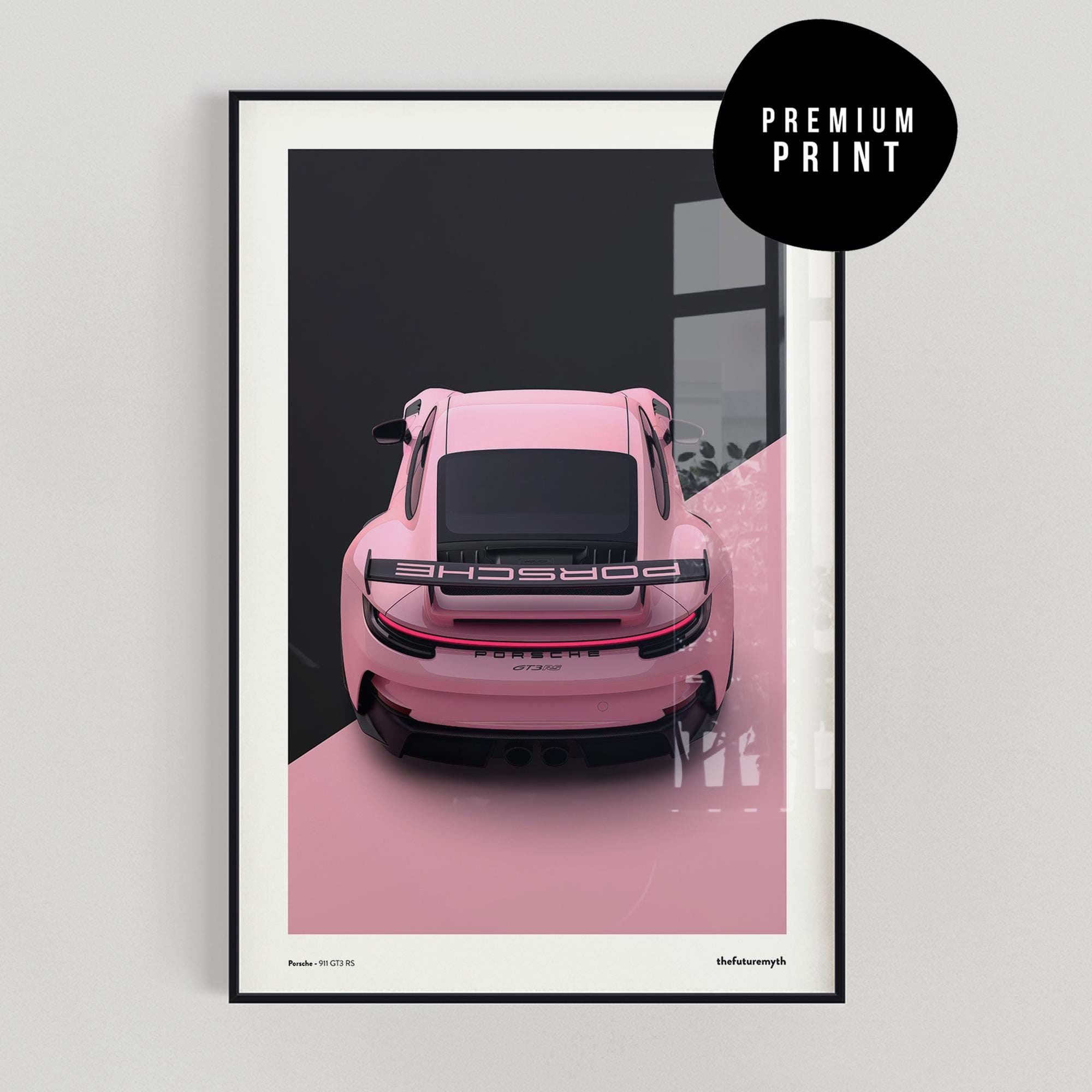 Porsche Poster Pink Porsche 911 GT3 RS Car Print Pink Wall Art