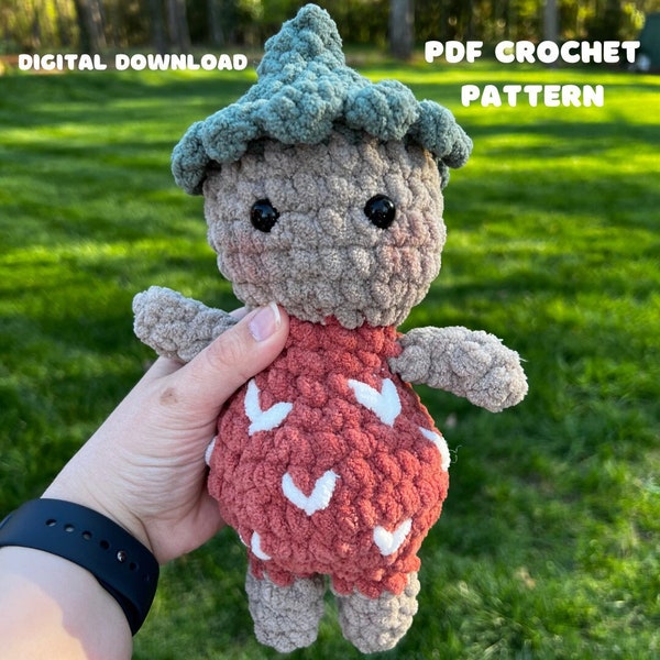 Suzie the Strawberry Baby Crochet Pattern - Plushie Amigurumi - No Sew Body - Only Sew the Seed Details