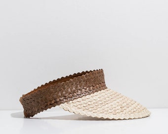 Visera de ratán [marrón bicolor/blanco]