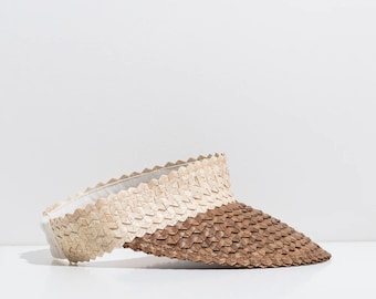Visera de ratán [bicolor blanco/marrón]