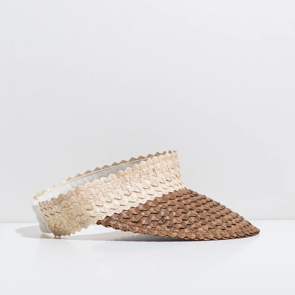 Rattan Sun Visor [Two-Tone White/Brown]