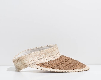 Rattan Sun Visor [Banded White/Brown]