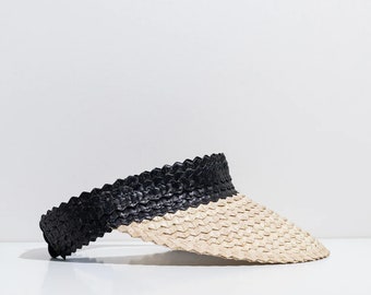 Rattan Sun Visor [Two-Tone Black/White]