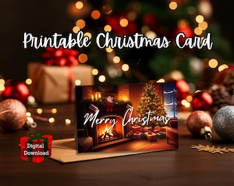 Merry Christmas Christmas Card, Digital Download, Printable Card, Cozy Christmas Card