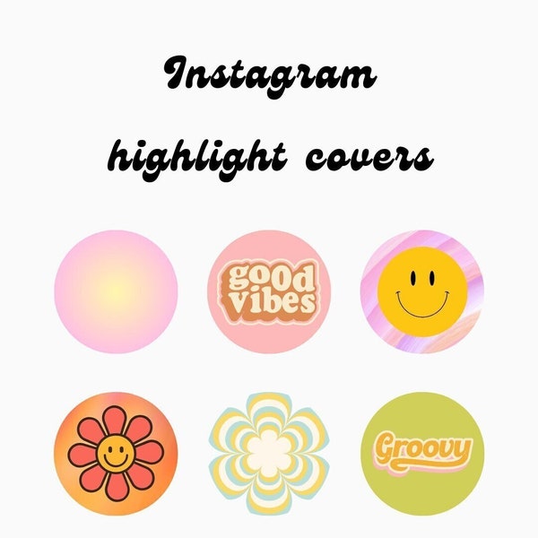 Instagram highlight covers IG Stories Reels groovy 70s aesthetic psychedelic social media