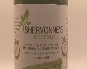 Hair Conditioner and Detangler: Coconut & Cactus Nopal, Scented With Natural Essential Oils.