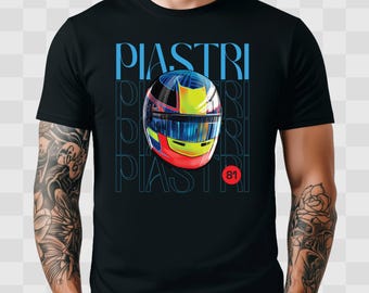 Oscar Piastri Helmet Formula One Tshirt for Piastri Fan F1 Shirt McLaren F1 Oscar Piastri T-shirt Formula 1 Race Outfit Oscar Piastri Tee