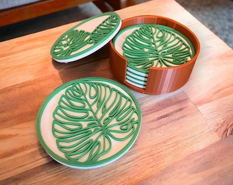 Elegant Monstera Leaf Coffee Table Coasters