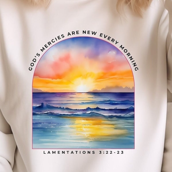 His Mercies Are New Every Morning Png | Lamentations Bible Verse Png | Sublimation Design | Faith Png | Retro Christian Png | Religious Png