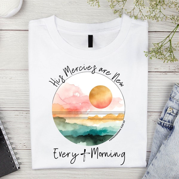 Boho His Mercies are New Png, Lamentations, Sublimation Design, Faith Png, Christian Png, Religious Png, Christian PNG, Floral png,Scripture