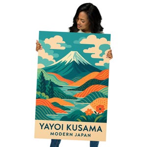 Yayoi Kusama Mount Fuji Print, Japanese Mountain Landscape Poster, Colourful Modern Art for Living Room, Bedroom or Office