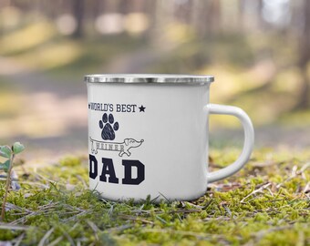 Gift idea for the men who love dachshund, Enamel Mug, custom coffee mug, Christmas or birthday gift, camping mug