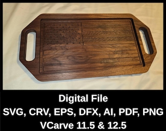 United States Flag Serving Tray Files. VCarve, SVG, DFX, CRV, Vectric Files for Cnc