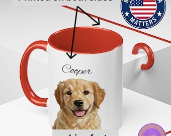 Custom Pet Portrait Mug, Personalized Pet Coffee Mug with Name, Custom Dog or Cat Portrait, Ceramic Gift for Pet Lovers