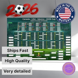 World Cup 2026 Match Schedule Poster - Soccer Bracket Wall Art