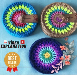 Crochet Pattern for Coaster and Coaster Holder Knit - PDF and VIDEO