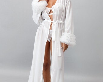 bridal robe // lace bridal robe// chiffon bridal robe // long bridal robe