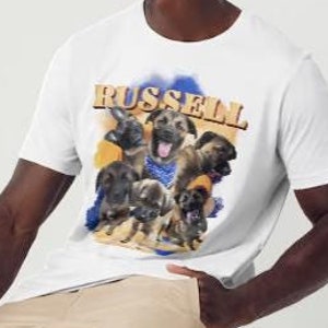 Custom blue, orange dog t-shirt design