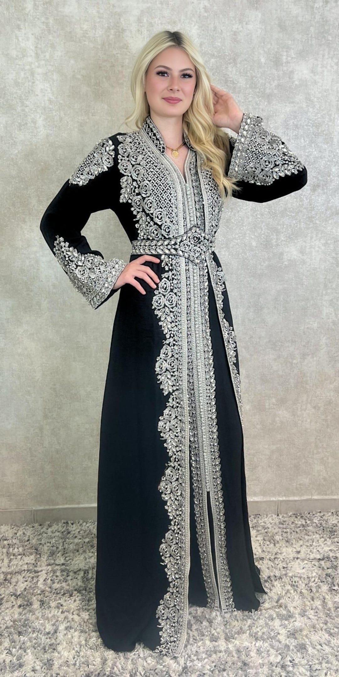 Schwarzer Kaftan F r Frauen Marokkanisches Abendkleid Schwarzer Boho schwarzer-kaftan-f-r-frauen-marokkanisches-abendkleid-schwarzer-boho