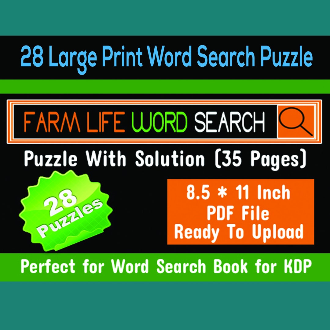 28 Large Print Farm Life Word Search Puzzles for Kids & Adults / KDP ...