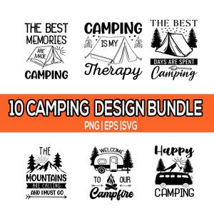 10 Camping Svg Bundle, Camping Clipart Svg Bundle, Camping Life Svg, Camping t shirt Bundle