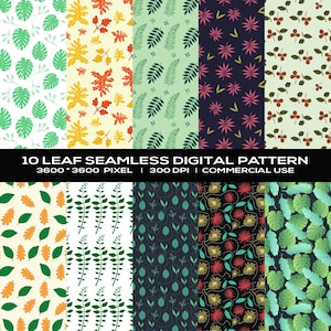 Leaf Digital Paper, Leaf Seamless Digital Papers, Scrapbook Paper, Backgrounds, Digital Paper, Leaf Pattern, Printable Paper,