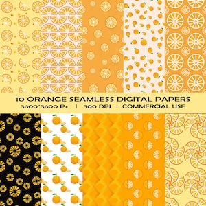 10 Orange Digital Paper, Orange Seamless Digital Papers, Scrapbook Paper,Backgrounds, Commercial Use Digital Paper