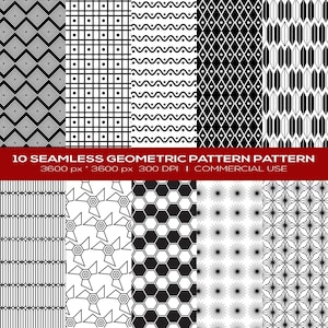 10 Geometric Digital Paper, Geometric Seamless Digital Papers, Scrapbook Paper, Geometric Backgrounds, Commercial Use Digital Paper