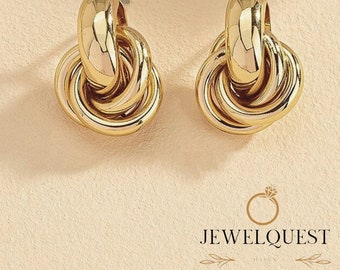 Créoles couleur or/argent pour femme, métal doré, boucle d'oreille tendance, clous, bijoux à porter au quotidien, bijoux minimalistes, cadeau pour elle