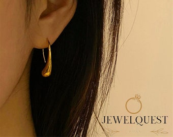 Boucles d'oreilles en forme de goutte d'eau simplicité rétro or/argent haute joaillerie, boucles d'oreilles minimalistes