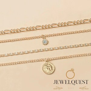 Ensemble de colliers superposés en or 18 carats pour femme, cadeau pour une amie, cadeau parfait pour elle, collier superposé image 4