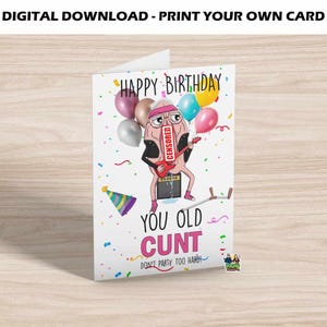 Birthday Card, Rude, Adults Only, Funny, NSFW, Printable, Digital Download, Inappropriate, Humour