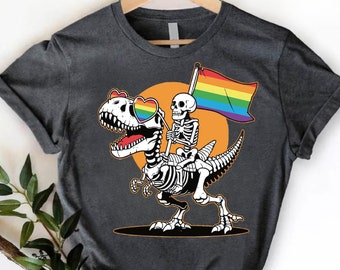 LGBTQ Skeleton Dinosaur Pride T-shirt